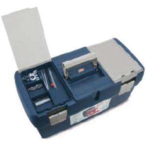 Ящик для инструментов синий+ футляр +карман, глубокий поддон, металлические замки №19, TAYG, 119002