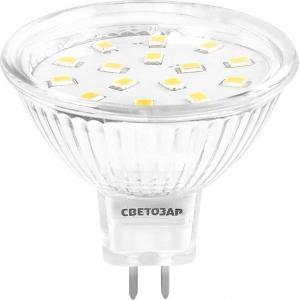 Лампа светодиодная "LED technology", цоколь GU5.3, теплый белый свет (3000 К), 220 В, 3 Вт (25), СВЕТОЗАР, 44550-25_z01