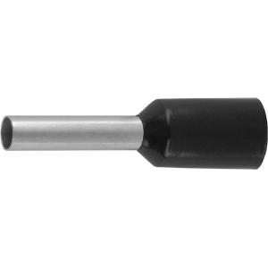 Наконечник штыревой, изолированный, для многожильного кабеля, черный, 1,5 кв.мм, 25 шт, СВЕТОЗАР, 49400-15