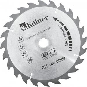 Пильный диск, макс. число оборотов 7600 об/мин, 1шт в блистере, KOLNER, KSD200*30*24