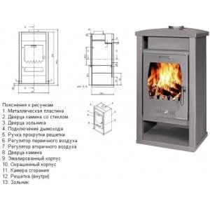 Печь-камин отопительный дровяной ASSOS, 7,5 кВт, HOSSEVEN, 5020