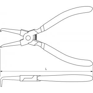 Щипцы для стопорных колец «загнутый сжим», 180 мм, THORVIK, IRBP180