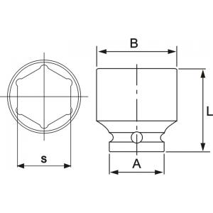 Головка торцевая ударная шестигранная 1/2" х 39 мм, JTC, JTC-443839