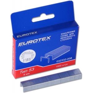 Скобы 8 мм для мебельного степлера, закаленные ТИП 53 (1000 шт/уп) EUROTEX 032332-008