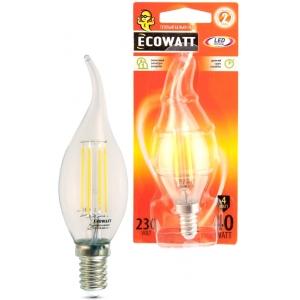 Лампа светодиодная BXS35 FL 4 (40) Вт 3000K E14 теплый белый свет свеча на ветру ECOWATT 4606400419488