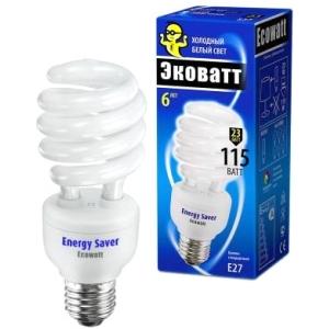 Лампа энергосберегающая SP 23 Вт 840 E27 холодный белый свет витая ECOWATT 4606400203759