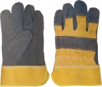 Перчатки рабочие кожаные, спилковые, 2 - х цветные, FIT, 12439