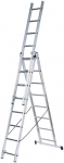 Лестница трехсекционная алюминиевая, 3х7 ступеней, H=196/307/393см, 8,9 кг, FIT, 65442