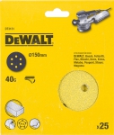 Круг для эксцентриковых шлифмашин, 150 мм, 6 отверстий, 40G, 25 штук, DEWALT, DT 3131