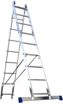 Лестница двухсекционная универсальная алюминиевая усиленная 2х16, АЛЮМЕТ, 6216
