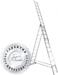 Лестница трехсекционная универсальная алюминиевая усиленная 3х12, АЛЮМЕТ, 6312