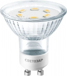 Лампы светодиодные "LED technology", цоколь GU10, теплый белый свет (3000 К), 230 В, 3 Вт (25), СВЕТОЗАР, 44560-25