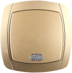 Выключатель "АКЦЕНТ" одноклавишный в сборе, с подсветкой, цвет золотой металлик, 10 А/~250 В, СВЕТОЗАР, SV-54231-GM