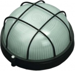 Светильник уличный влагозащищенный с решеткой, круг, цвет черный, 100 Вт, СВЕТОЗАР, SV-57257-B