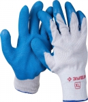 Перчатки рабочие с резиновым рельефным покрытием, размер XL, ЗУБР, 11260-XL