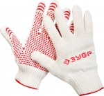 Перчатки "МAСTEP" трикотажные, 7 класс, х/б, с защитой от скольжения, S-M, ЗУБР, 11456-S