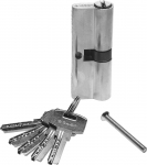 Механизм "ЭКСПЕРТ"цилиндровый, повышенной защищенности, тип "ключ-ключ", цвет хром, 6-PIN, 80мм, ЗУБР, 52105-80-2