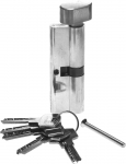 Механизм "ЭКСПЕРТ"цилиндровый, повышенной защищенности, тип "ключ-защелка", цвет хром, 6-PIN, 90мм, ЗУБР, 52107-90-2