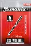 Сверло по металлу 11 мм полированное HSS 5 шт цилиндрический хвостовик MATRIX 720109