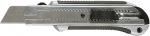 Нож, 25 мм, выдвижное лезвие, усиленная метал. направляющая, метал. обрезин. ручка, MATRIX MASTER, 78959