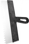 Шпатель из нержавеющей стали, 150 мм, зуб 4х4 мм, пластмассовая ручка, СИБРТЕХ, 85455