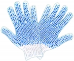 Перчатки вязаные (3 нити), х/б, с ПВХ, размер 20, КОНТРФОРС, 040752
