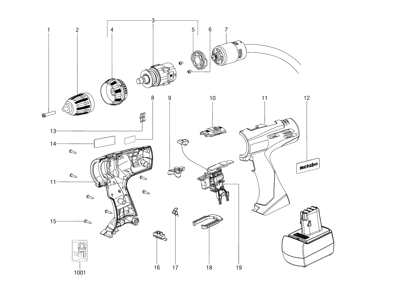 ЗАПЧАСТИ ДЛЯ ДРЕЛИ-ШУРУПОВЕРТА (ВИНТОВЕРТА) АККУМУЛЯТОРНОГО METABO BSZ 14.4 IMPULS (ТИП 02158000)