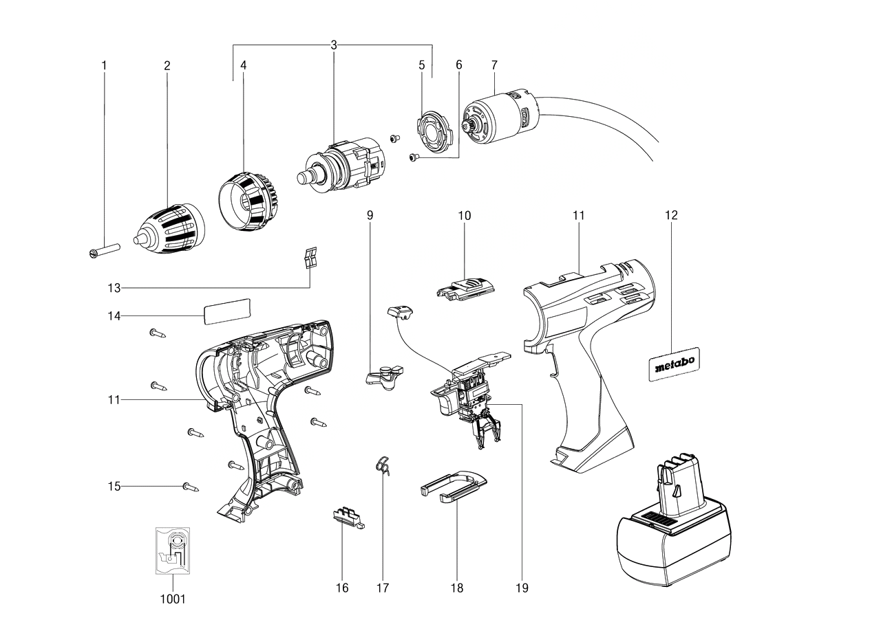ЗАПЧАСТИ ДЛЯ ДРЕЛИ-ШУРУПОВЕРТА (ВИНТОВЕРТА) АККУМУЛЯТОРНОГО METABO BSZ 14.4 IMPULS (ТИП 02165190)