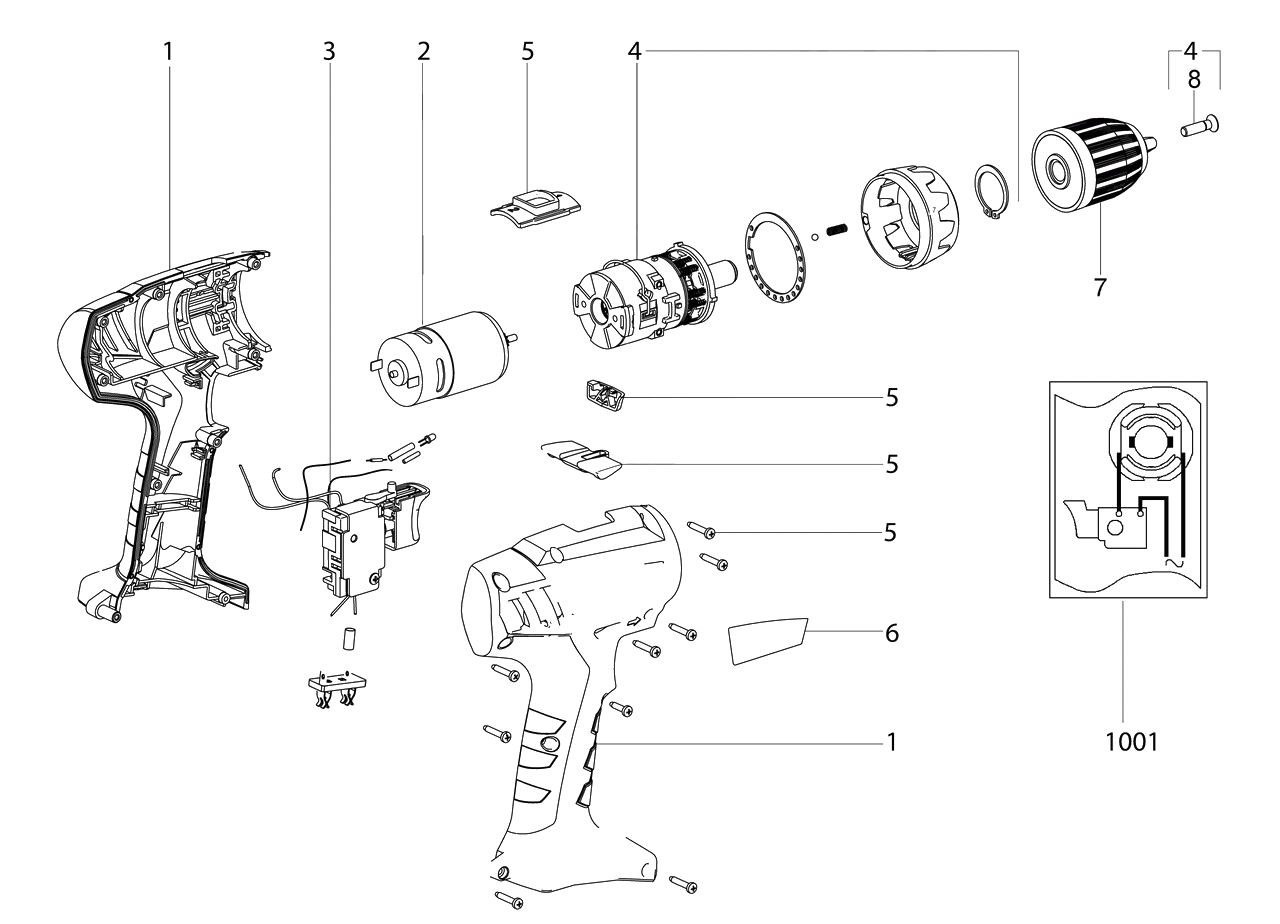 ЗАПЧАСТИ ДЛЯ ДРЕЛИ-ШУРУПОВЕРТА (ВИНТОВЕРТА) АККУМУЛЯТОРНОГО METABO BS 12 NICD SET (6.02194.60) (ТИП 02194000)