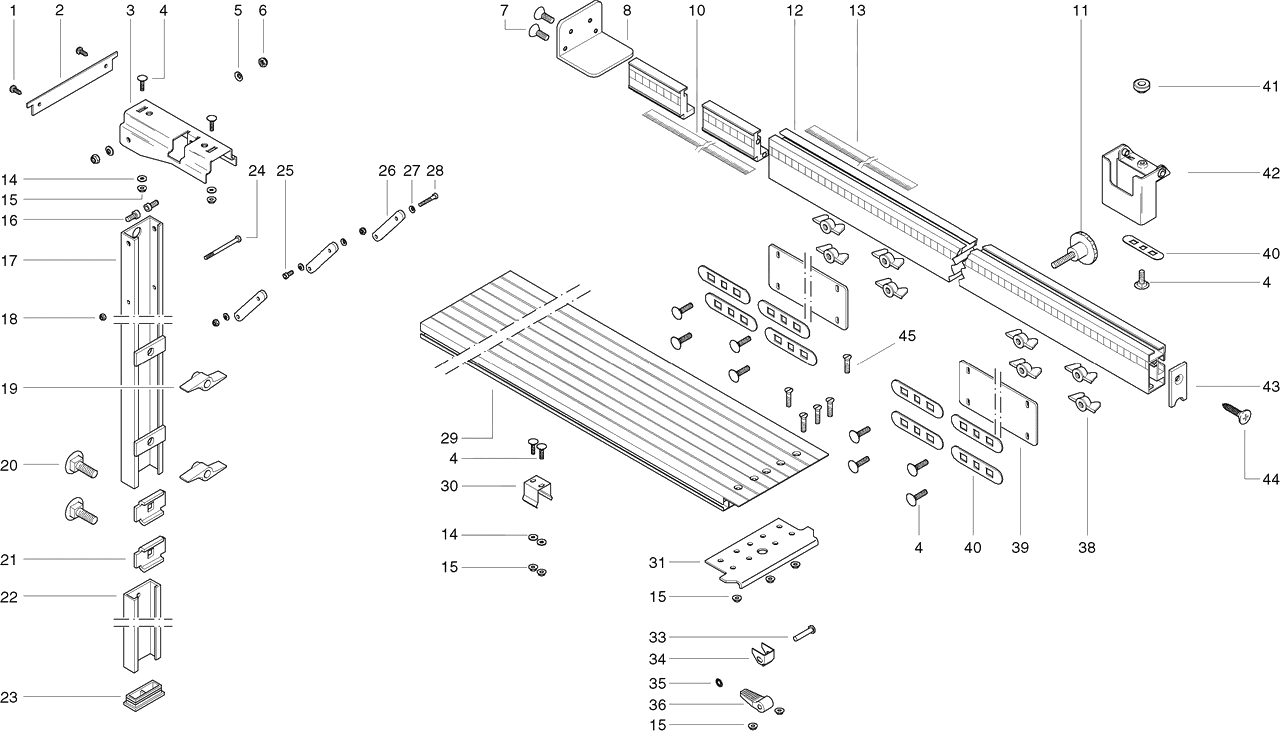 ЗАПЧАСТИ ДЛЯ УДЛИНЕНИЯ СТОЛА METABO KGS 303 (ТИП 0910057537 10)