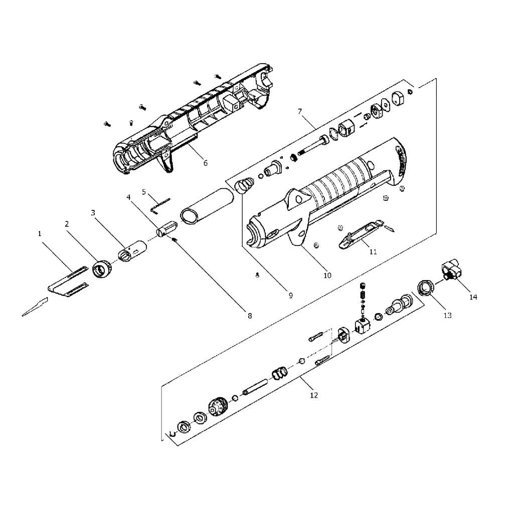 ЗАПЧАСТИ ДЛЯ ПИЛЫ ПНЕВМАТИЧЕСКОЙ КУЗОВНОЙ METABO KS 6000 SET (ТИП 0901061009 10)