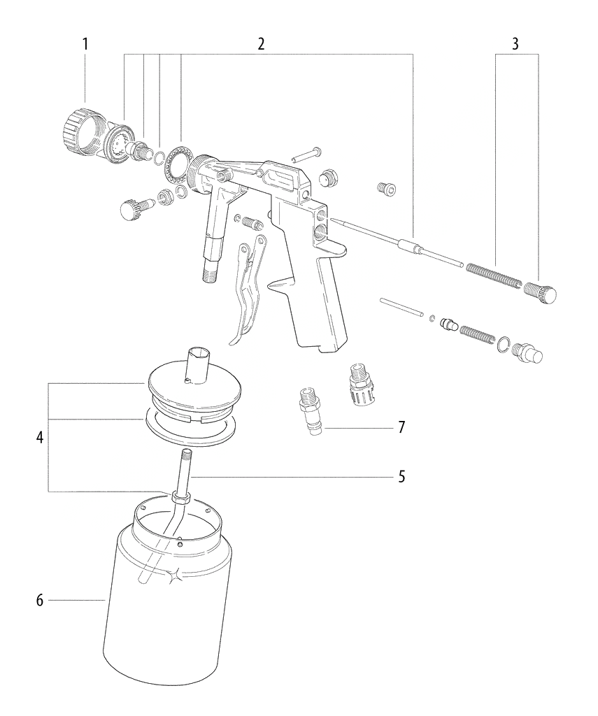 ЗАПЧАСТИ ДЛЯ ПИСТОЛЕТА ПНЕВМАТИЧЕСКОГО КРАСКОРАСПЫЛИТЕЛЬНОГО METABO FSP 1000 S (6.01576.00) (ТИП 01576000)