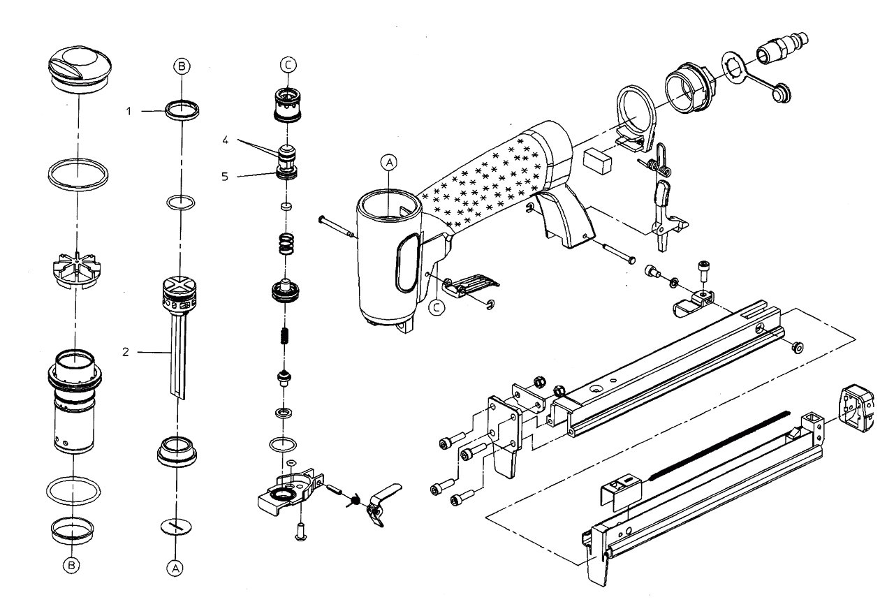 ЗАПЧАСТИ ДЛЯ СКОБОЗАБИВАТЕЛЯ ПНЕВМАТИЧЕСКОГО METABO KG 80/16 (ТИП 0901054681 10)