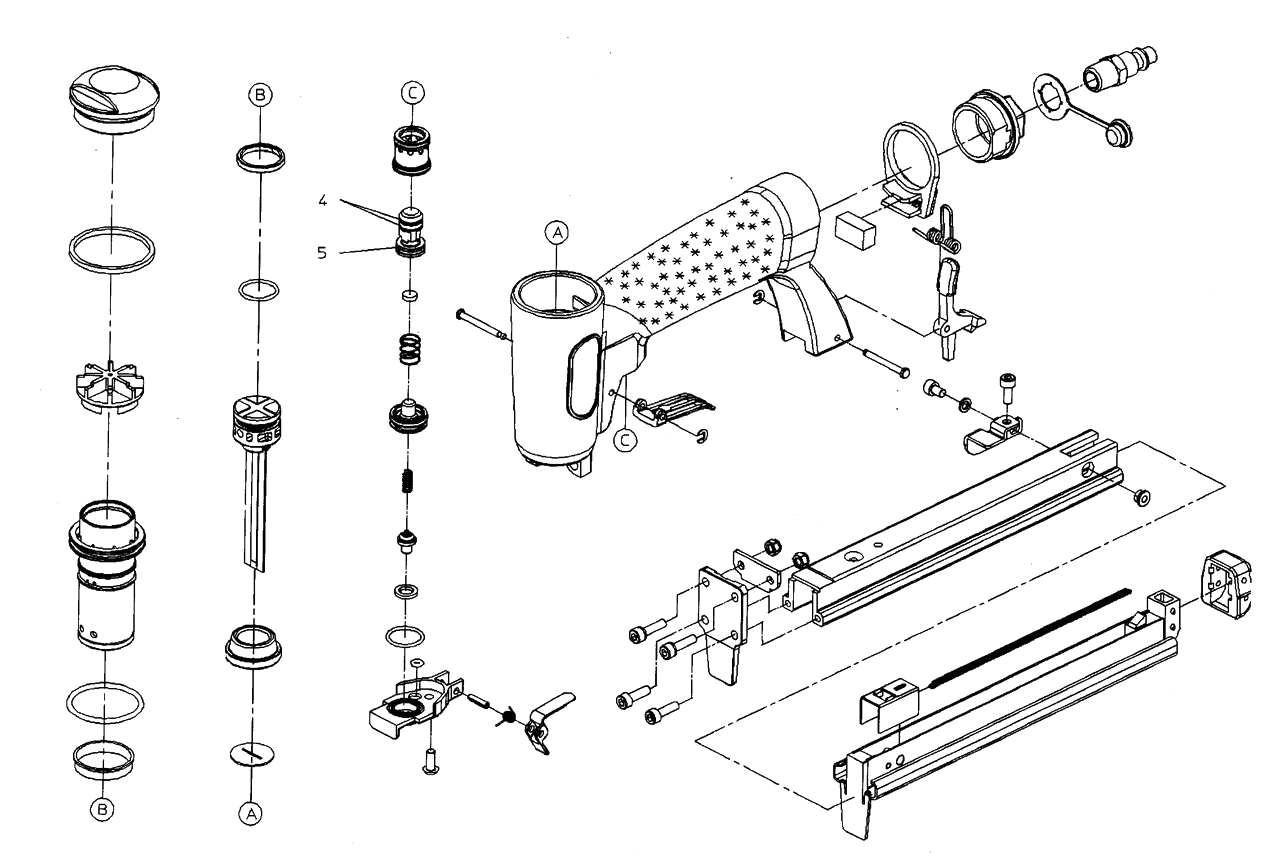 ЗАПЧАСТИ ДЛЯ СКОБОЗАБИВАТЕЛЯ ПНЕВМАТИЧЕСКОГО METABO KG 80/16 (ТИП 0901054681 11)