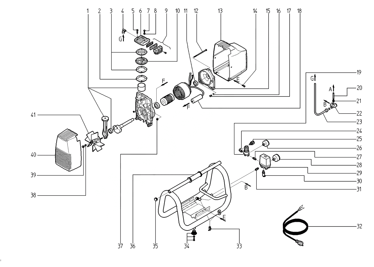 ЗАПЧАСТИ ДЛЯ КОМПРЕССОРА ПОРШНЕВОГО METABO POWER 260 (ТИП 0230026211 10)