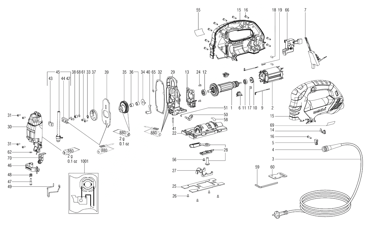 ЗАПЧАСТИ ДЛЯ ЛОБЗИКА ЭЛЕКТРИЧЕСКОГО METABO STEB 140 (6.01402.00) (ТИП 01402001)