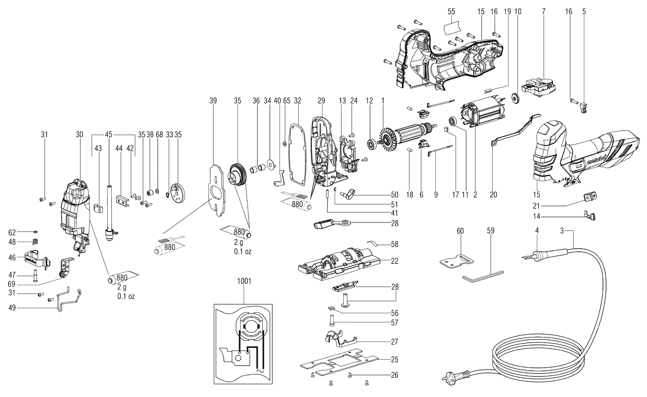 ЗАПЧАСТИ ДЛЯ ЛОБЗИКА ЭЛЕКТРИЧЕСКОГО METABO STE 140 (6.01401.00) (ТИП 01401000)