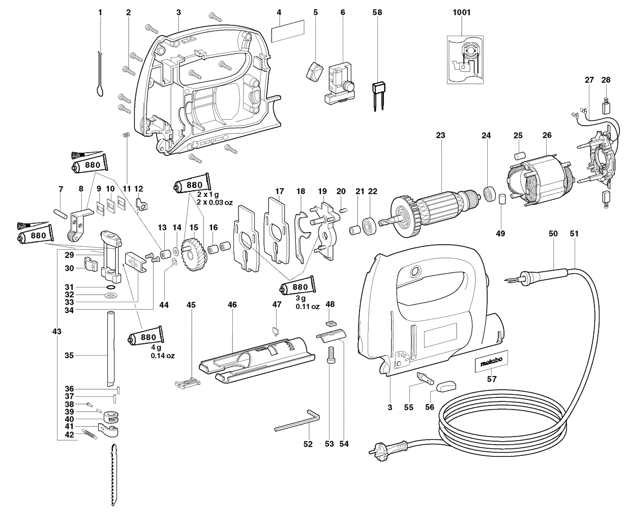 ЗАПЧАСТИ ДЛЯ ЛОБЗИКА ЭЛЕКТРИЧЕСКОГО METABO STE 65 SP (ТИП 00362000)