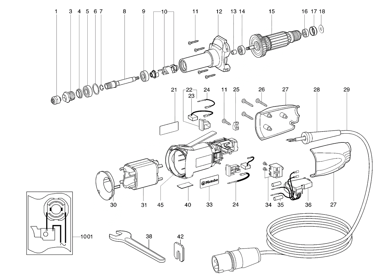 ЗАПЧАСТИ ДЛЯ МАШИНЫ ЭЛЕКТРИЧЕСКОЙ ПРЯМОШЛИФОВАЛЬНОЙ METABO GE 700 BASIC (ТИП 21019000)