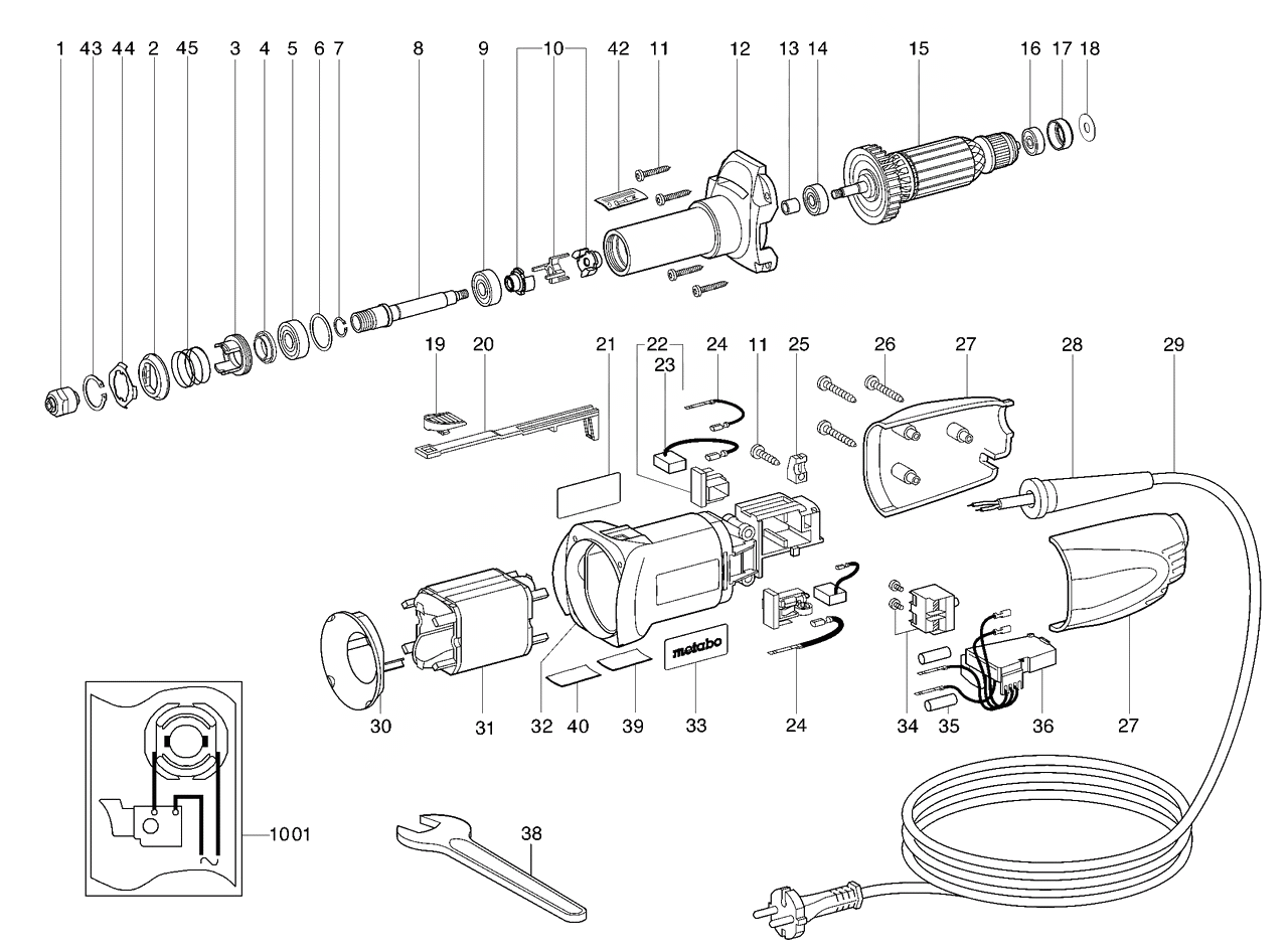 ЗАПЧАСТИ ДЛЯ МАШИНЫ ЭЛЕКТРИЧЕСКОЙ ПРЯМОШЛИФОВАЛЬНОЙ METABO GE 700 (ТИП 06303000)