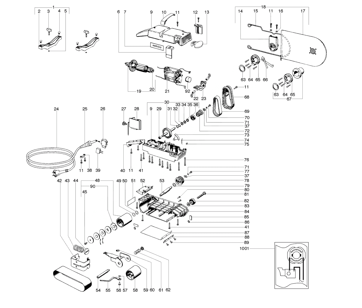 ЗАПЧАСТИ ДЛЯ МАШИНЫ ЭЛЕКТРИЧЕСКОЙ ШЛИФОВАЛЬНОЙ ЛЕНТОЧНОЙ METABO BAE 1075 (ТИП 01075000)