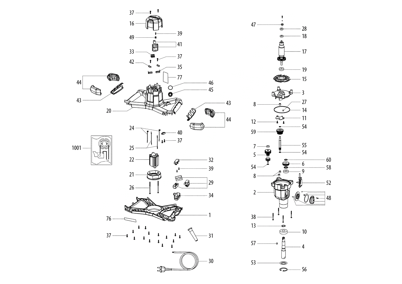 ЗАПЧАСТИ ДЛЯ МЕШАЛКИ ЭЛЕКТРИЧЕСКОЙ (ДРЕЛЬ-МИКСЕРА) METABO RWEV 1200-2 (6.14046.00) (ТИП 14046000)