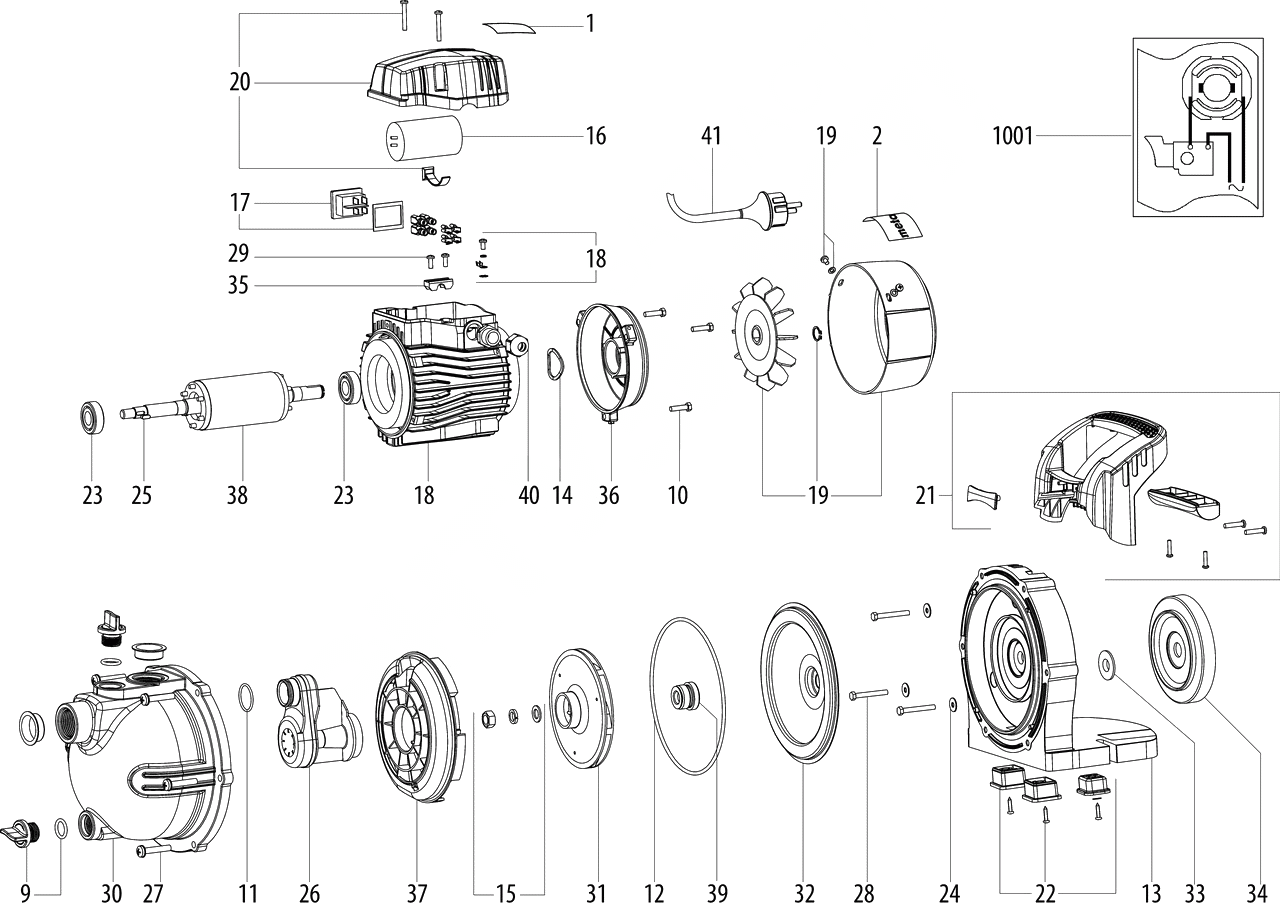 ЗАПЧАСТИ ДЛЯ НАСОСА САДОВОГО METABO P 3300 G (6.00963.00) (ТИП 00963000)