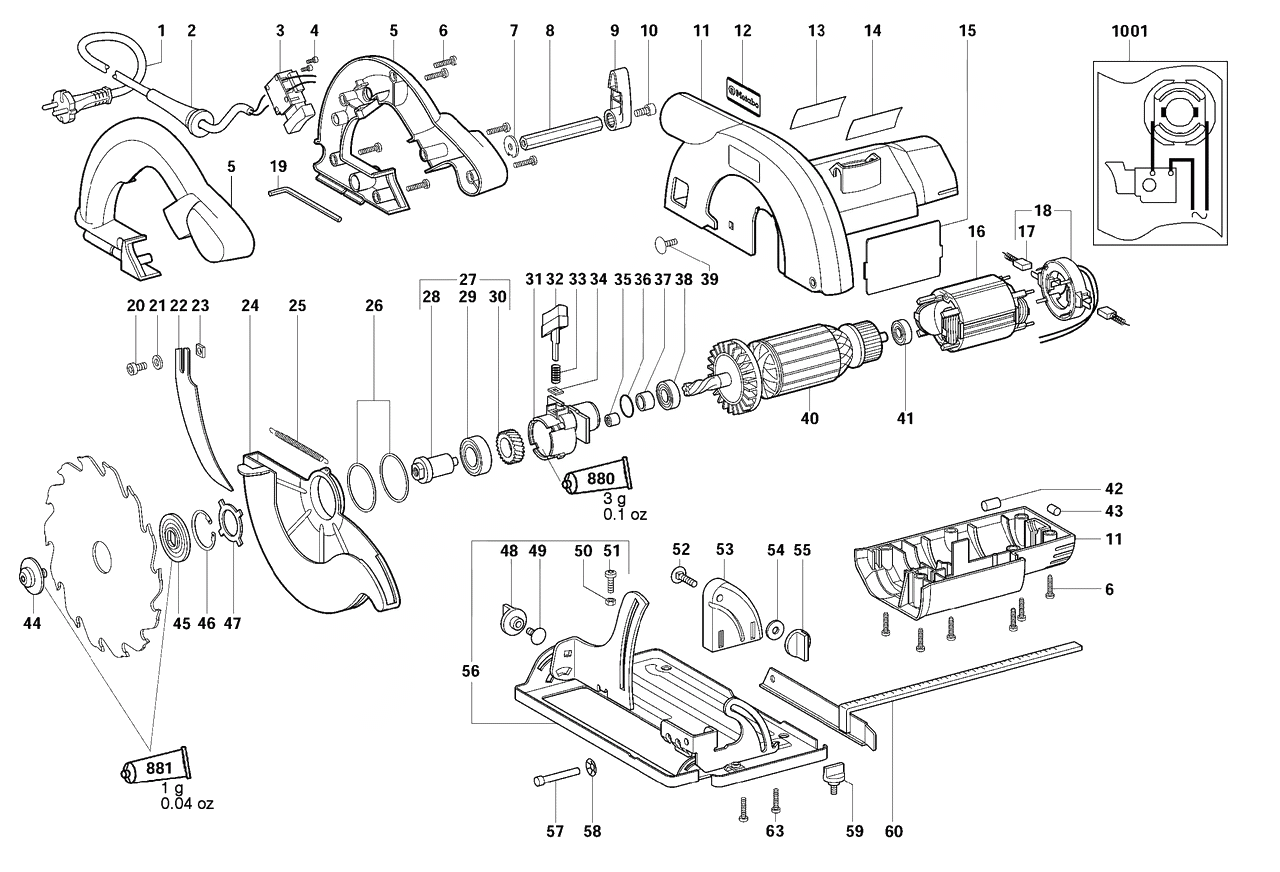 ЗАПЧАСТИ ДЛЯ ПИЛЫ ЭЛЕКТРИЧЕСКОЙ РУЧНОЙ ДИСКОВОЙ METABO KS 54 (ТИП 00540000)