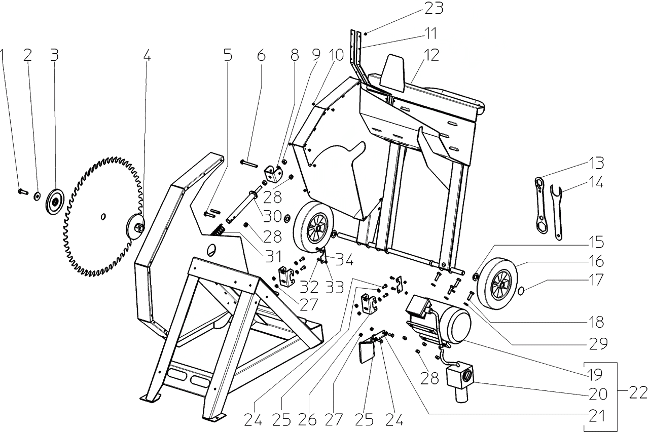 ЗАПЧАСТИ ДЛЯ ПИЛЫ ЭЛЕКТРИЧЕСКОЙ ЦИРКУЛЯРНОЙ ДЛЯ ЗАГОТОВКИ ДРОВ METABO BW 600/4.20 DNB (ТИП 0106004200 11)