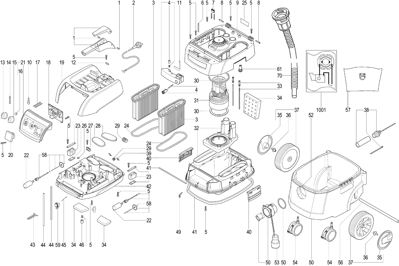 ЗАПЧАСТИ ДЛЯ ПЫЛЕСОСА ЭЛЕКТРИЧЕСКОГО УНИВЕРСАЛЬНОГО METABO ASR 35 H ACP (02059000)