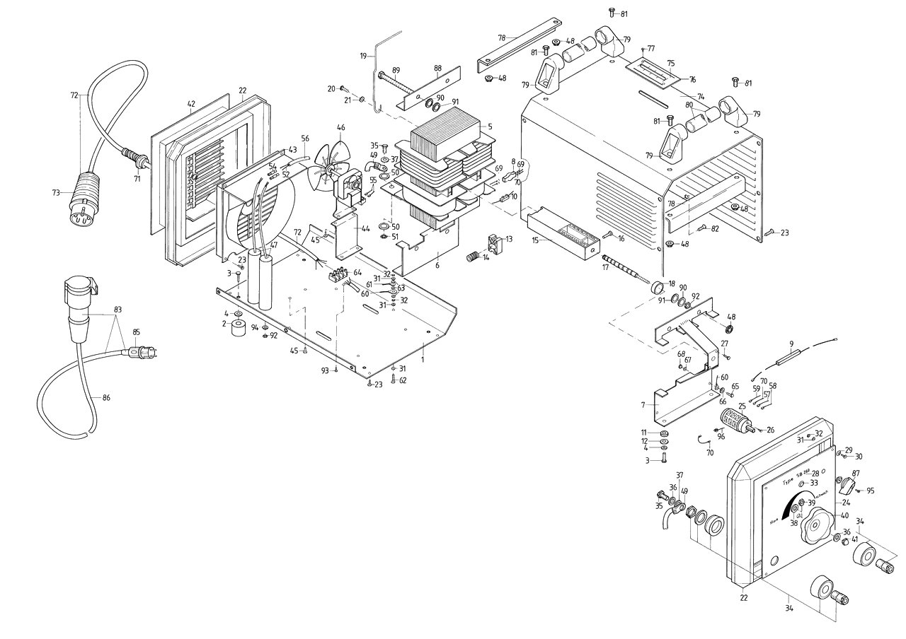 ЗАПЧАСТИ ДЛЯ ТРАНСФОРМАТОРА СВАРОЧНОГО METABO SB 230 T (ТИП 0021002127 10)