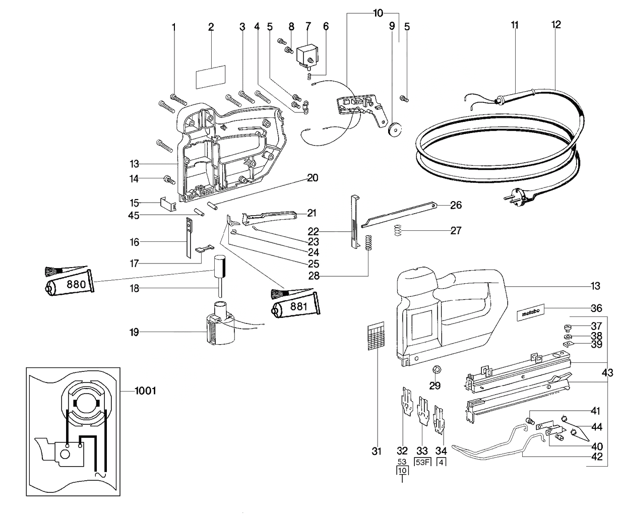 ЗАПЧАСТИ ДЛЯ СТЕПЛЕРА ЭЛЕКТРИЧЕСКОГО METABO TA E 2019 (6.02019.00) (ТИП 02019002)