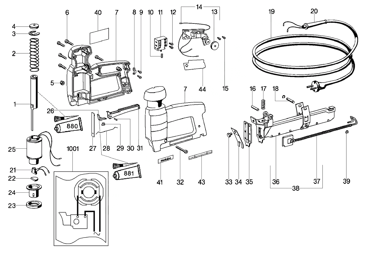 ЗАПЧАСТИ ДЛЯ СТЕПЛЕРА ЭЛЕКТРИЧЕСКОГО METABO TA M 3034 (6.03034.00) (ТИП 03034000)