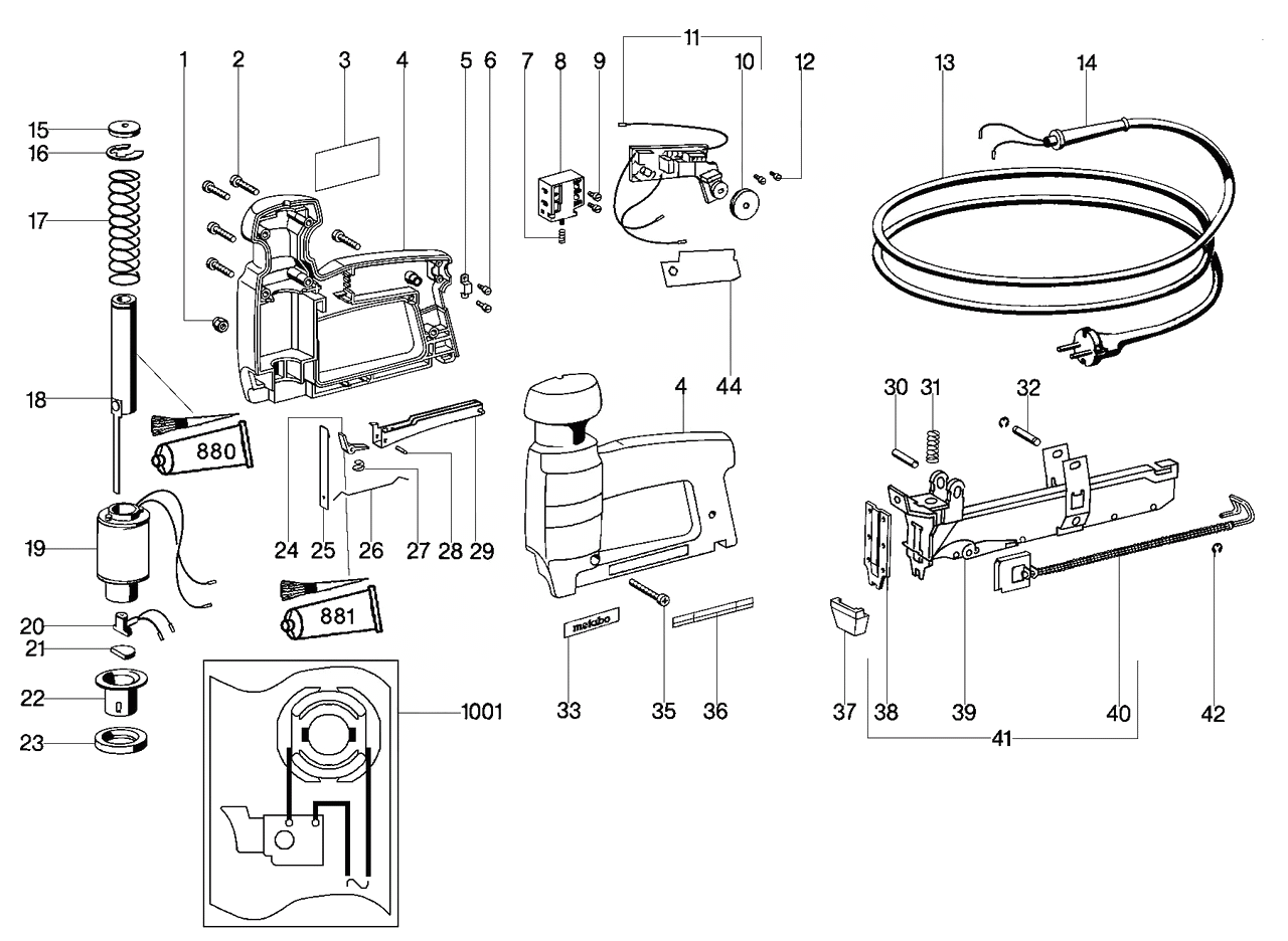 ЗАПЧАСТИ ДЛЯ СТЕПЛЕРА ЭЛЕКТРИЧЕСКОГО METABO TA M 3034 (6.03034.00) (ТИП 03034001)